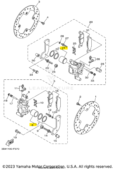 Yamaha OEM Rear Brake Caliper Piston Assembly
