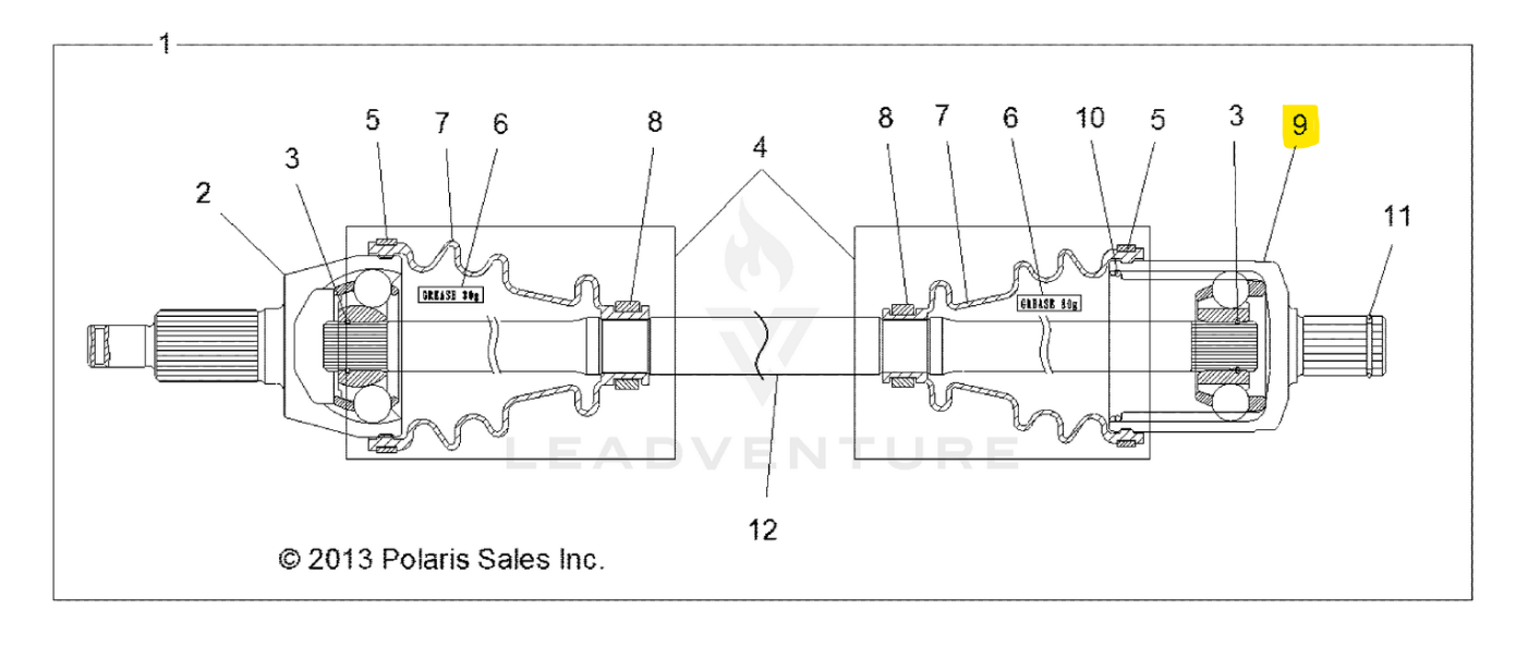 Polaris Front Inner CV Joint Assembly