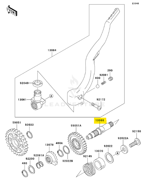 Kawasaki OEM Kick Shaft KX250