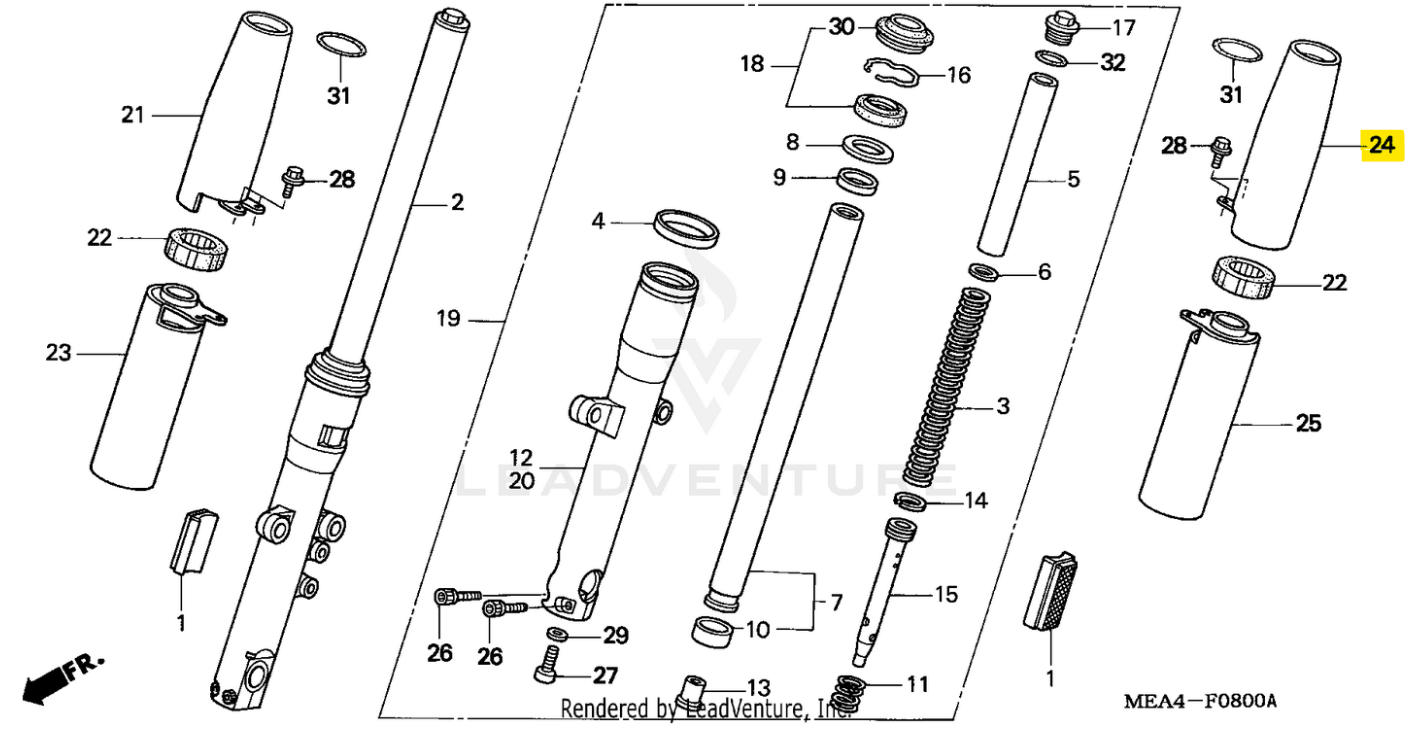 Honda OEM LH Front Fork Top Cover
