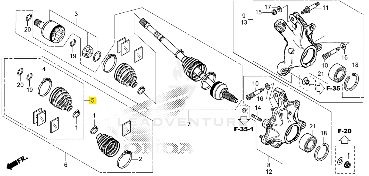 Honda OEM Rear Inboard Boot Kit