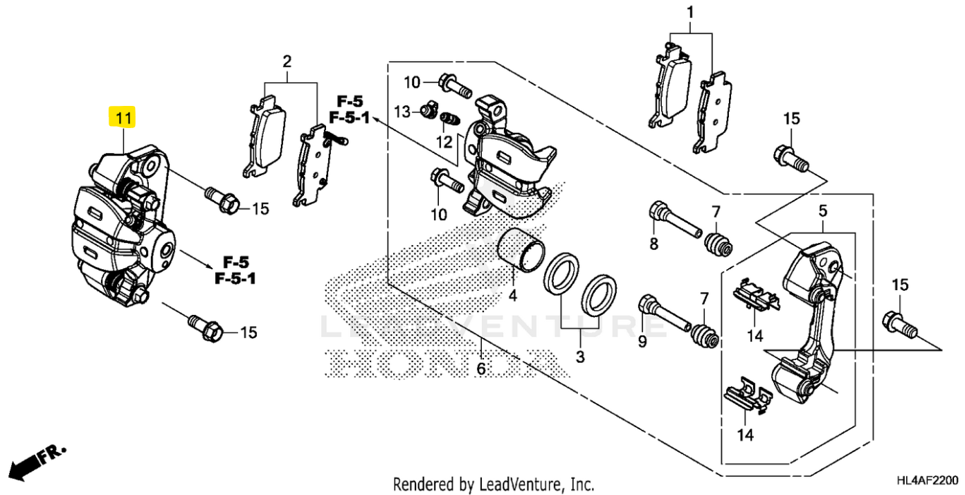 Honda OEM RH Rear Caliper Sub-Assembly