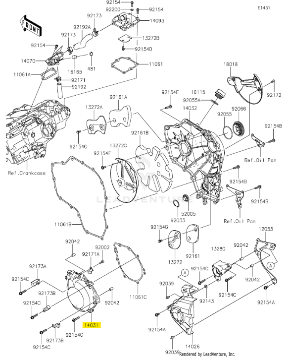 Kawasaki OEM Crankcase Generator Cover for Z H2