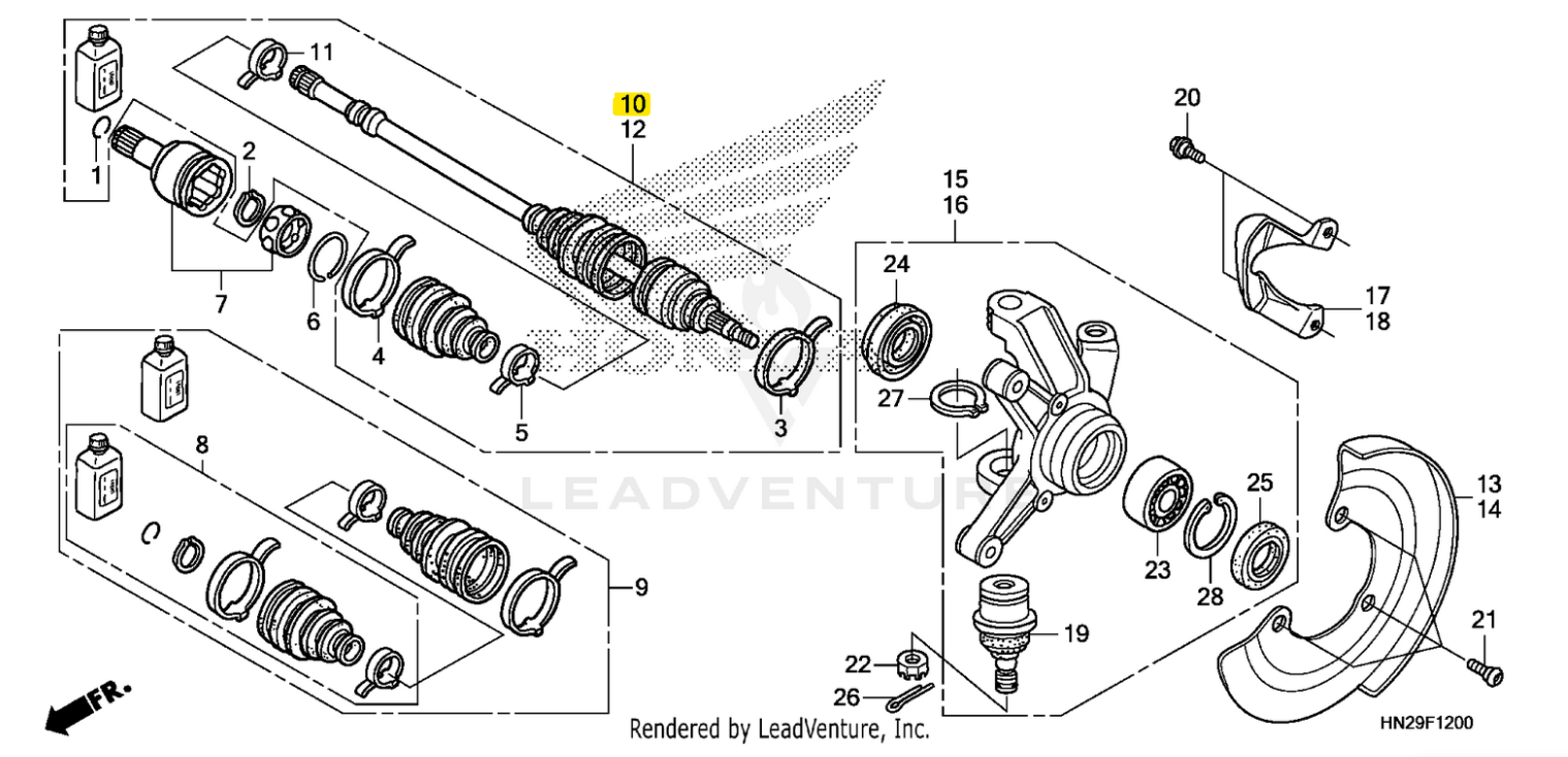 Honda OEM RH Driveshaft Axle for FourTrax 500 & 680