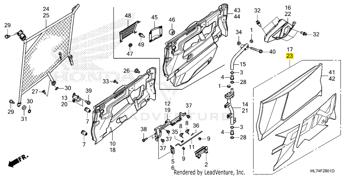 Honda OEM Rear Door Cover for Talon 1000-4