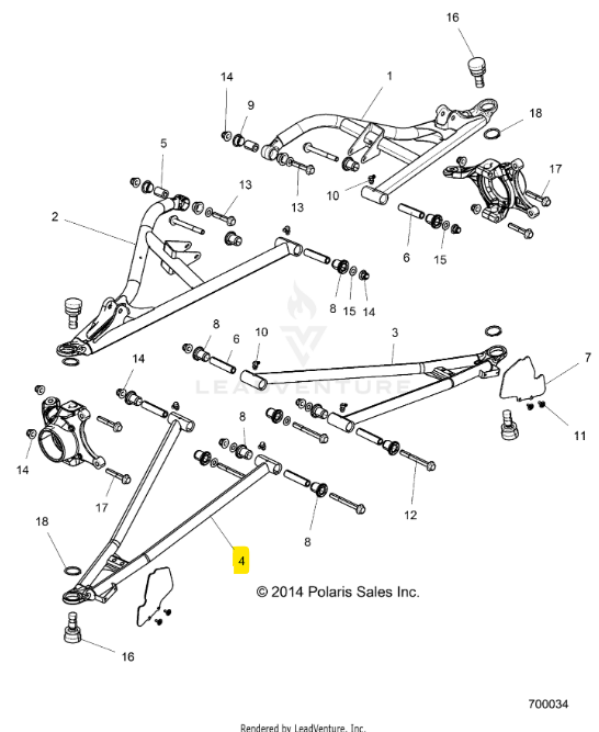 Polaris OEM LH Front White Control Arm for RZR Turbo