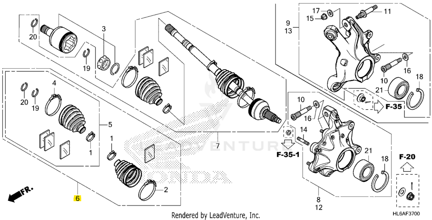 Honda OEM Rear Boot Set for Talon 1000