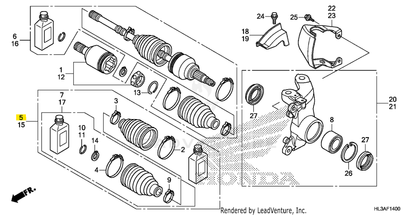 Honda OEM RH Boot Set for Pioneer 700